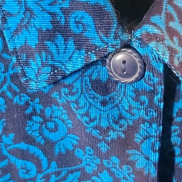 Denim & Co. Blue Corduroy Floral Print Jacket 3X Like New! - Picture 4 of 7
